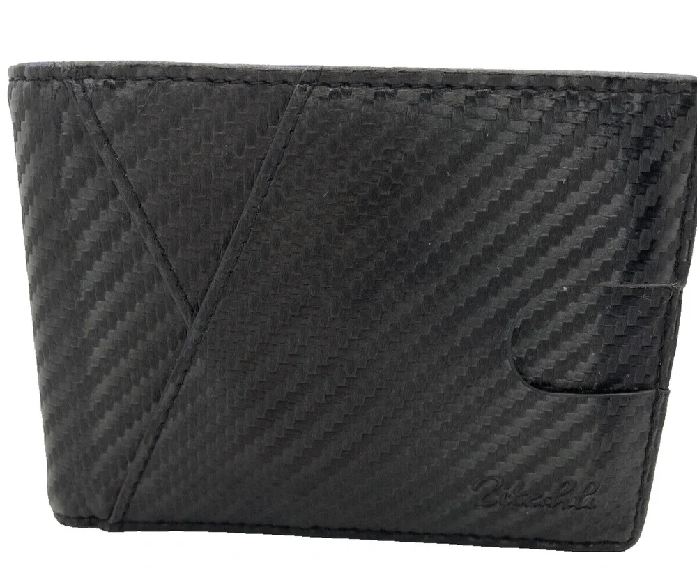 Black and Blue Zitahli Slim Wallet Men Faux Carbon Fiber- Pre-owned